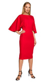 Elegant Knee-Length Dress with Ruffled Sleeves