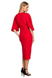 Elegant Knee-Length Dress with Ruffled Sleeves