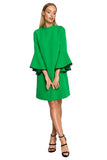 Charming A-Line Dress with Ruffled Sleeves and Ribbon Detail