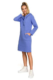 Knee-Length Hooded Dress with Kangaroo Pocket