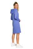 Knee-Length Hooded Dress with Kangaroo Pocket