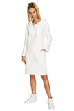 Knee-Length Hooded Dress with Fleece and Kangaroo Pocket