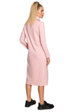 Chic Midi Dress with Leopard Detail and High Collar