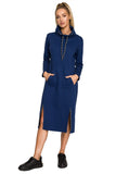 Chic Midi Dress with Leopard Slit Accents and High Collar