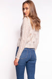 Elegant Unbuttoned V-Neck Sweater with Openwork Detailing