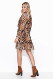 Ethereal Chiffon Knee-Length Dress with Ruffles and Collar