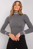 Fitted Cotton Long Sleeve Turtleneck Blouse with Contrast Print
