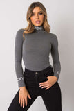 Fitted Cotton Long Sleeve Turtleneck Blouse with Contrast Print