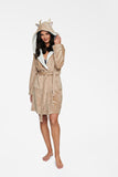 Cozy Women's Hooded Bathrobe with Pockets and Tie Belt