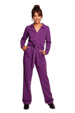 Chic Wide-Leg Suit with V-Neck and Belted Detail