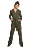 Chic V-Neck Wide Leg Suit with Belt and Pockets