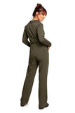 Chic V-Neck Wide Leg Suit with Belt and Pockets