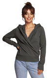 Elegant Draped Hoodie with Thumbholes and Unique Design