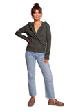 Elegant Draped Hoodie with Thumbholes and Unique Design