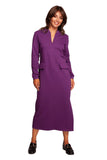 Elegant High Slit Maxi Dress with Decorative Flaps