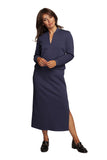 Elegant High Slit Maxi Dress with Decorative Flaps