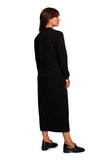Elegant High Slit Maxi Dress with Decorative Flaps