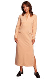 Elegant High Slit Maxi Dress with Decorative Flaps
