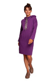 Cozy High Collar Casual Dress with Leopard-Print Ribbons