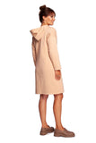 Cozy High Collar Dress with Leopard-Print Ribbons & Pockets