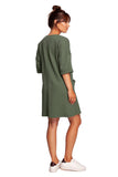 Chic Heart Neckline Dress with Elbow Sleeves and Pockets