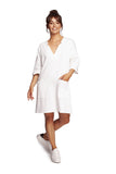 Chic Heart Neckline Dress with Elbow Sleeves and Pockets