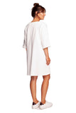 Chic Heart Neckline Dress with Elbow Sleeves and Pockets