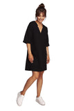 Chic Heart Neckline Dress with Pockets and Elbow Sleeves