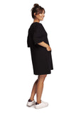 Chic Heart Neckline Dress with Pockets and Elbow Sleeves