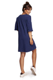 Chic Heart Neckline Dress with Elbow Sleeves and Pockets