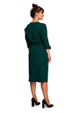 Elegant Cotton Knit Dress with Envelope Cut and Tie Side