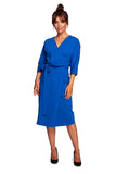 Elegant Cotton Knit Dress with Envelope Cut and Tie Detail