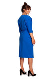 Elegant Cotton Knit Dress with Envelope Cut and Tie Detail