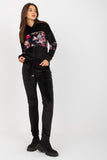 Floral Velour Sweatshirt and Pants Set with Hood