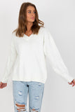 Heart Neckline Long Sleeve Women's Sweater