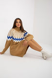 Geometric Pattern Turtleneck Knitted Long Sleeve Dress