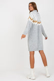 Geometric Pattern Long Sleeve Turtleneck Knitted Dress