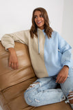 Two-Color Hoodie Sweatshirt with Side Pockets for Women