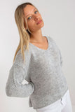 Heart Neckline Long Sleeve Sweater with Asymmetrical Bottom