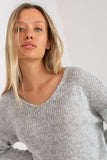 Heart Neckline Long Sleeve Sweater with Asymmetrical Bottom