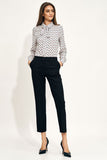 Feminine Chino Pants with Elastic Waistband and Pockets