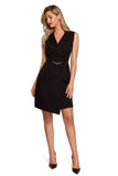 Chic Sleeveless Jacket Dress with Waist Chain Detail
