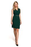 Chic Sleeveless Jacket Dress with Waist Chain Detail