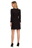 Versatile Mini Dress with Elegant Pleats and Button Detail