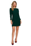 Versatile Mini Dress with Elegant Pleats and Button Detail