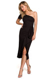 Elegant One Shoulder Dress with Overlap Hem for Special Occasions
