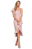 Elegant One-Shoulder Dress with Overlap Detail for Events