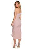 Elegant One-Shoulder Dress with Overlap Detail for Events
