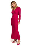 Charming Maxi Dress with Deep Neckline and Slit Back
