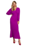 Elegant Maxi Dress with Deep Neckline and Slit Back